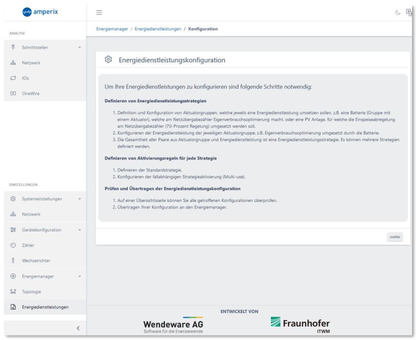 Energiedienstleistungs-Konfiguration